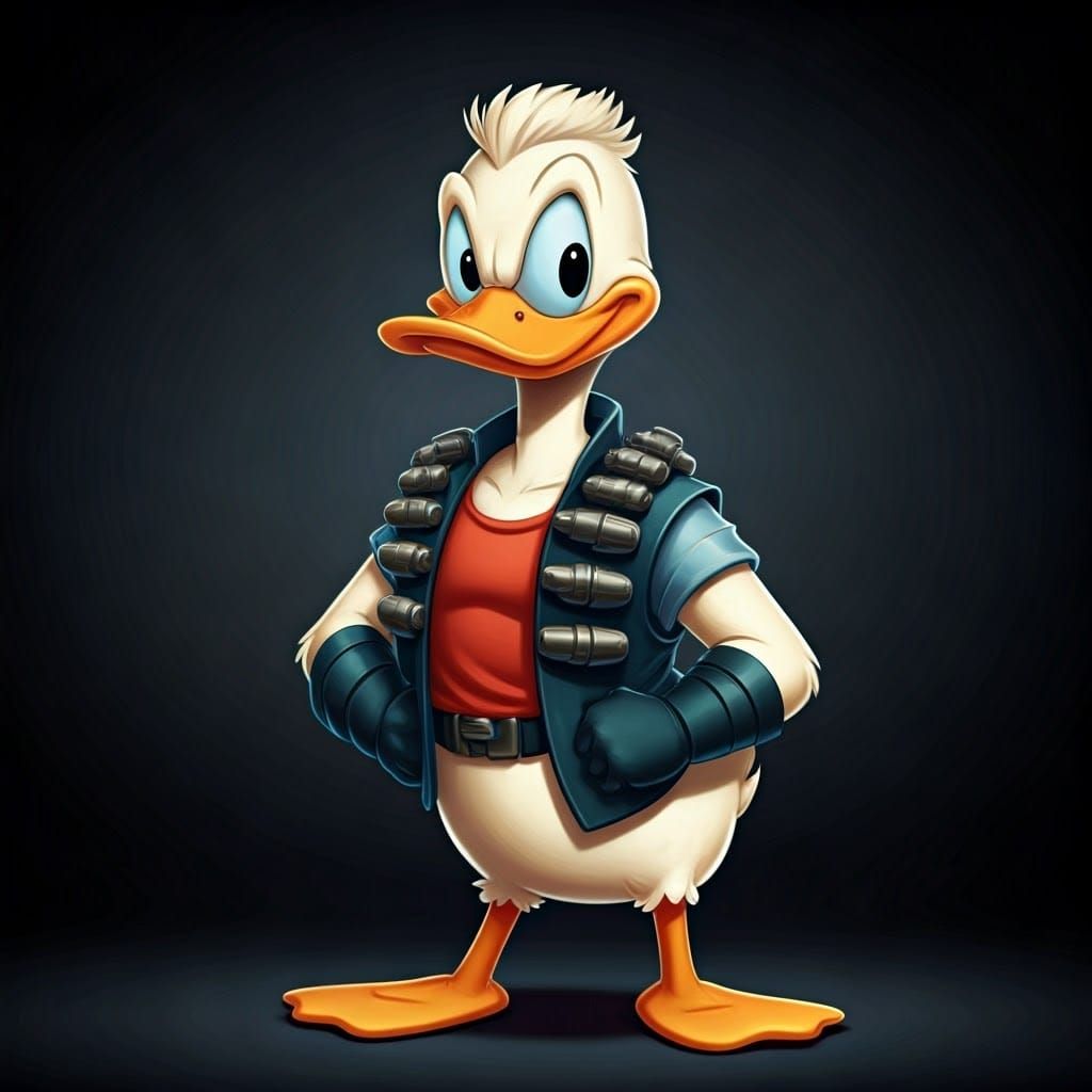 Surreal Cartoon Duck Nuckem: A 2D Hand-Drawn Animated Charac...