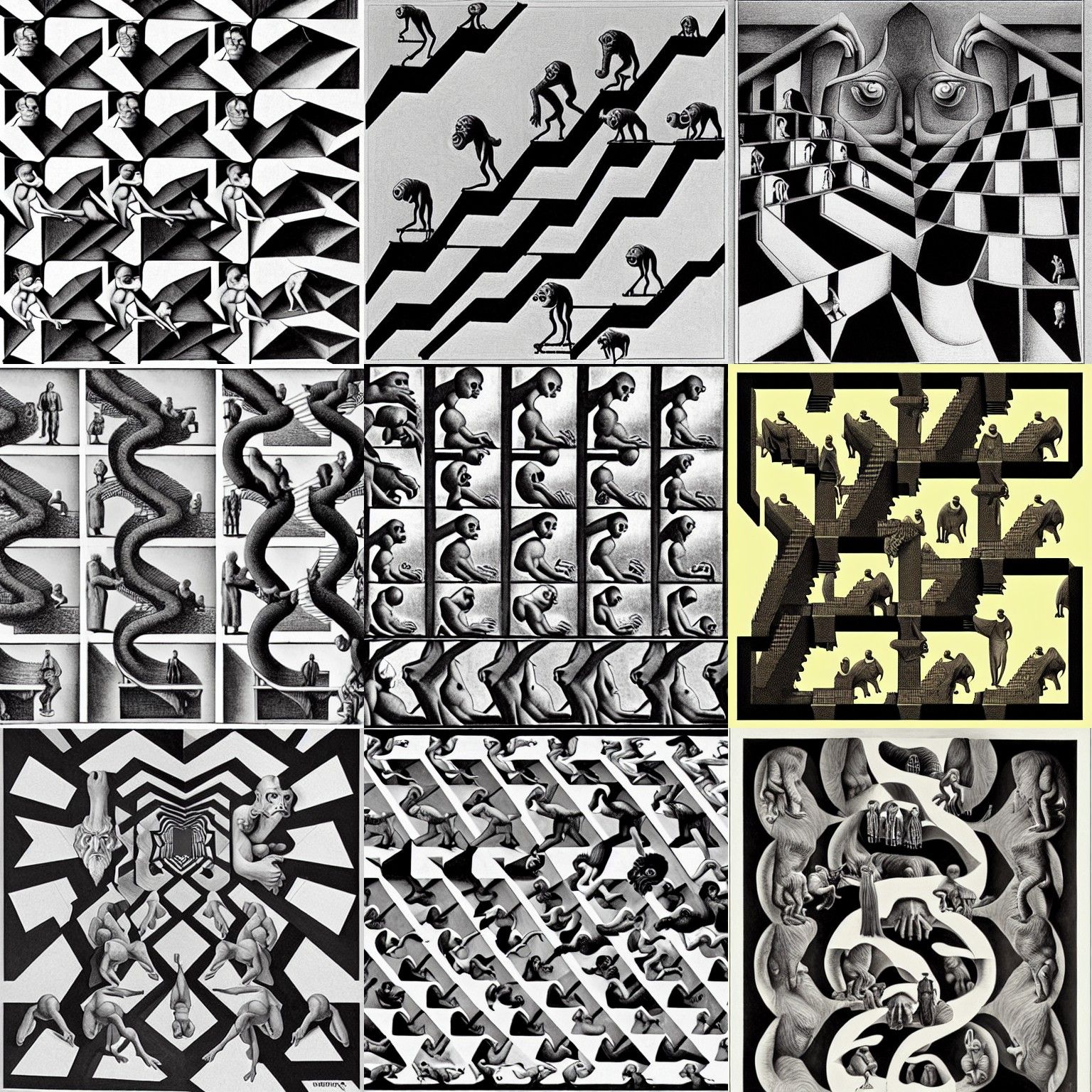 Abstract Geometric Tessellation in Escher Style