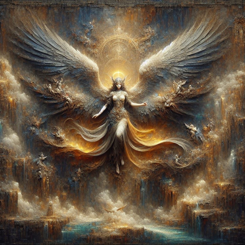 Majestic Winged Goddess in a Fantasy Realm