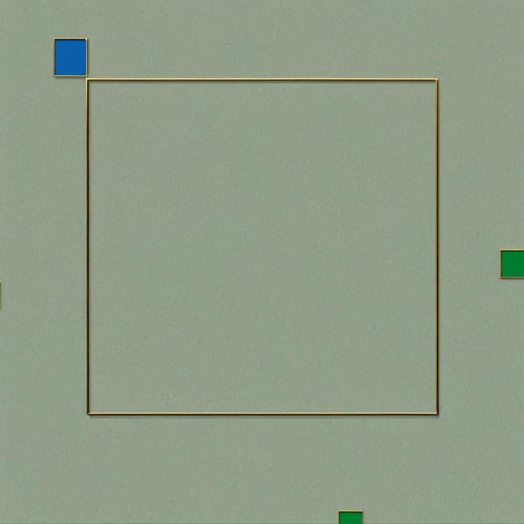 Minimalist Green and Blue Square on Blank Screen