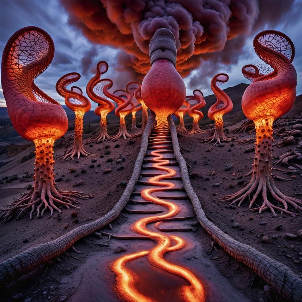 Surreal Metabolic Pathways in Fractal Impasto Style