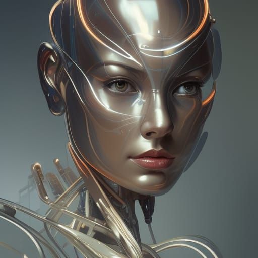 Robot Portrait with Human Expression in 8k