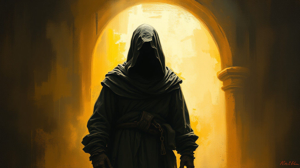 Mysterious Figure in Renaissance Oil Painting Style