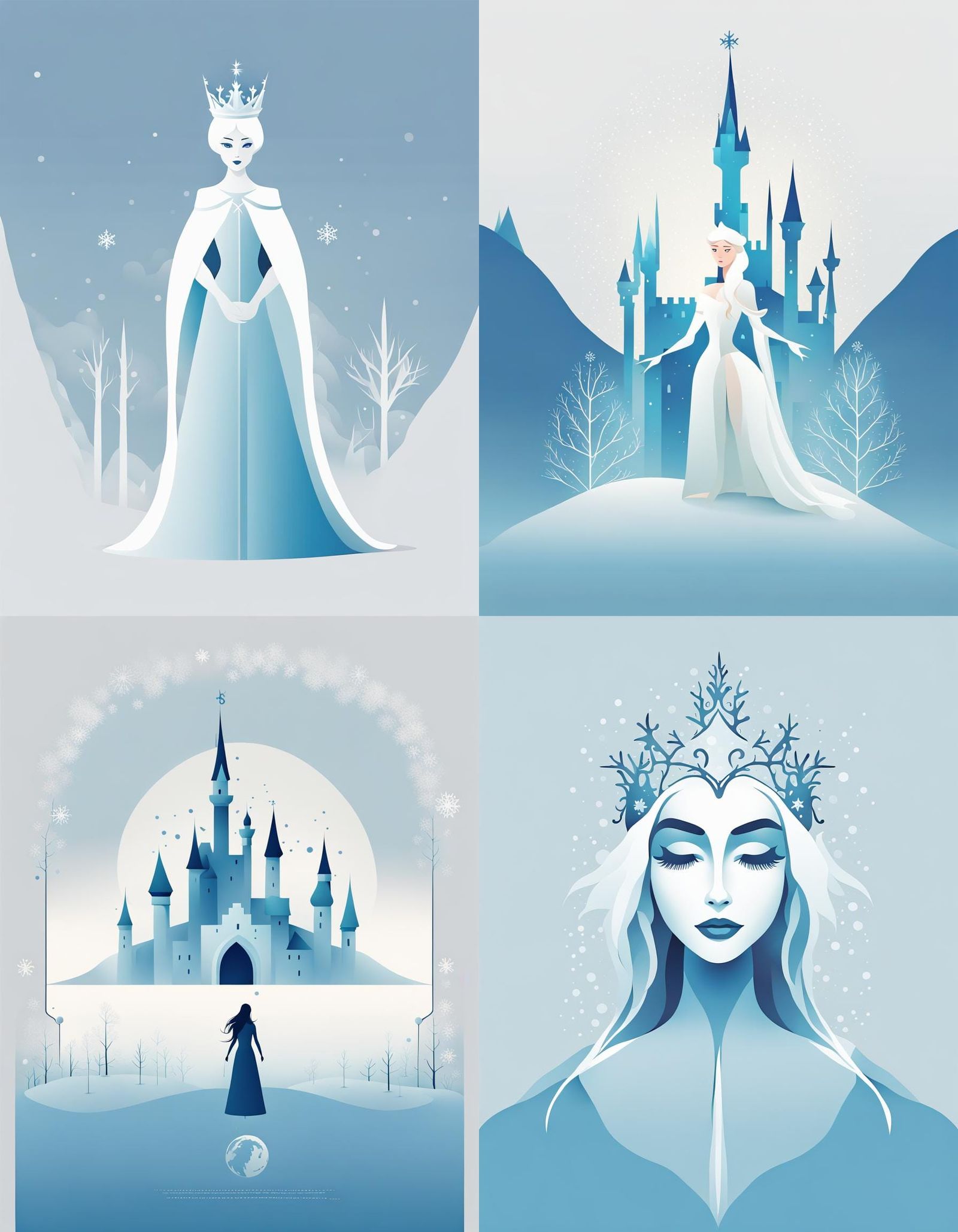 Minimalist Snow Queen Fairytale Illustration