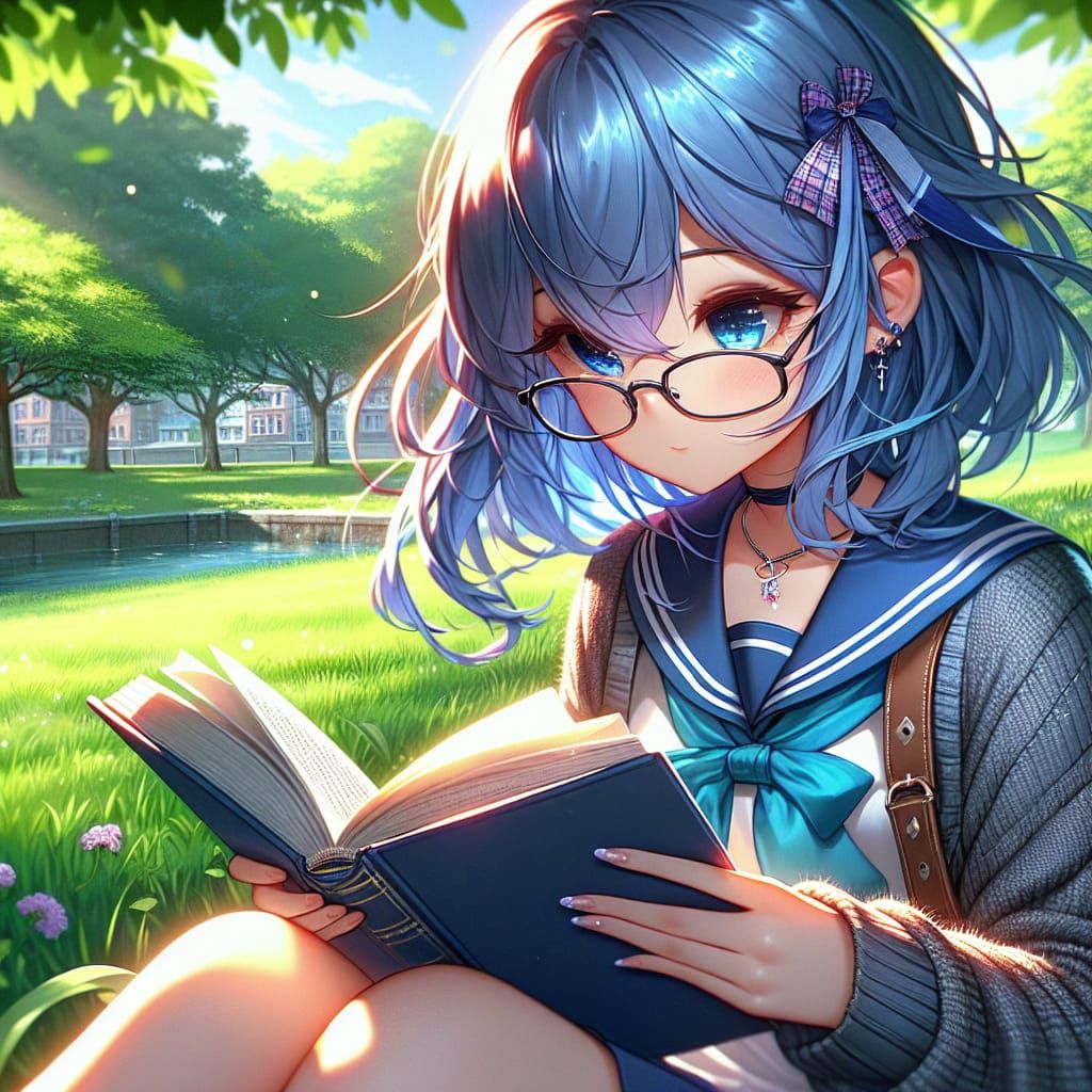 Charming Manga-Inspired Girl in a Vibrant Spring Park