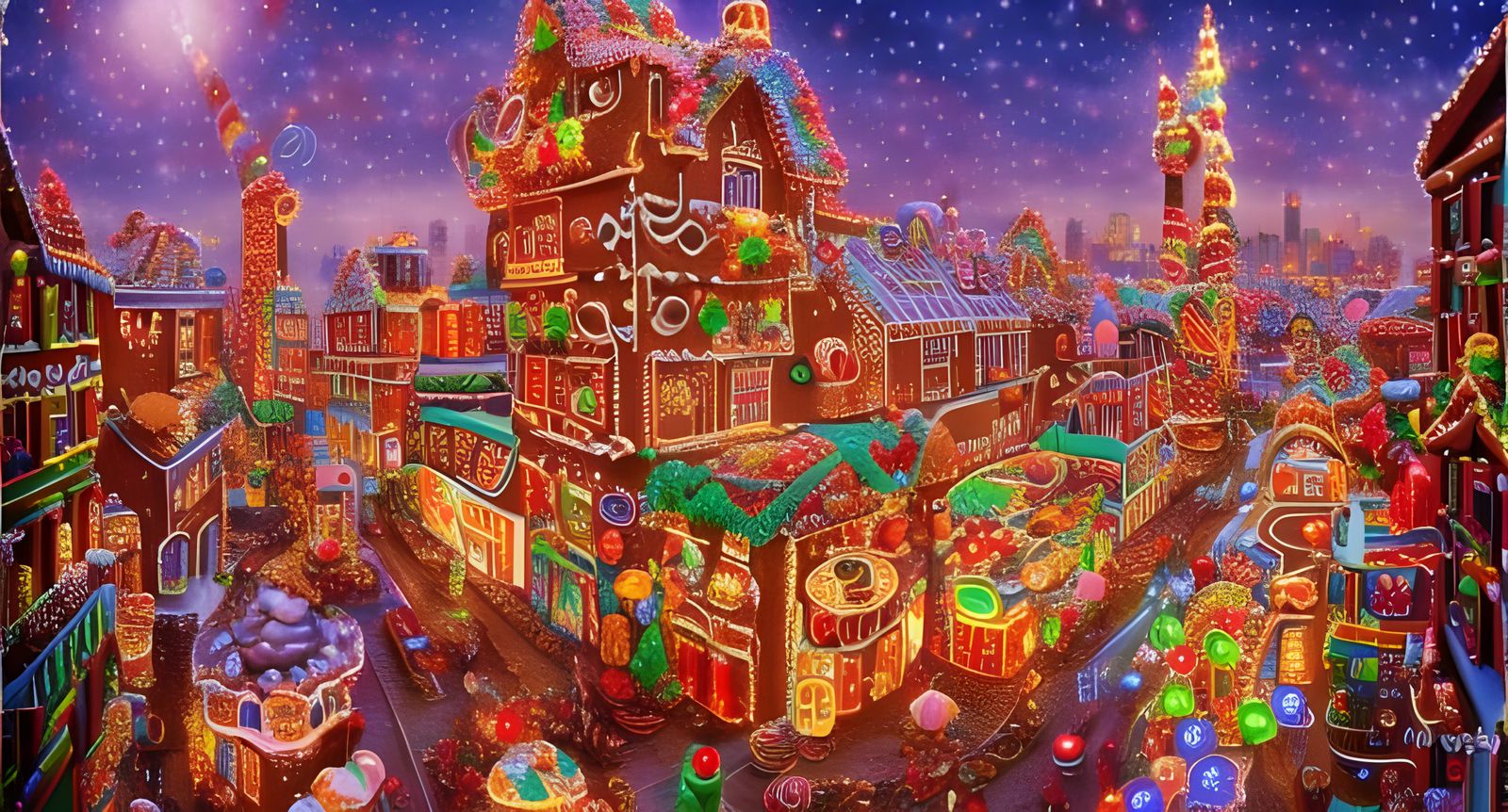 Hyperrealistic Gingerbread City in Ultra HD