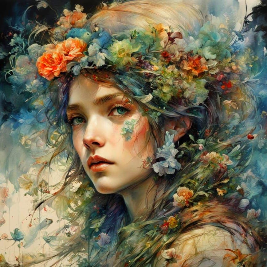 Colorful Detailed Portrait in Fantasy Art Style