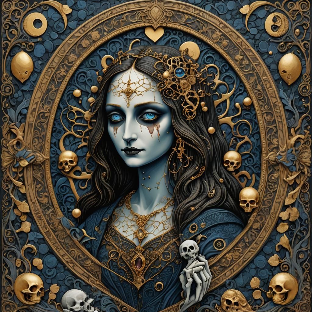 Whimsical Dark Ink Illustration: Stony Heart