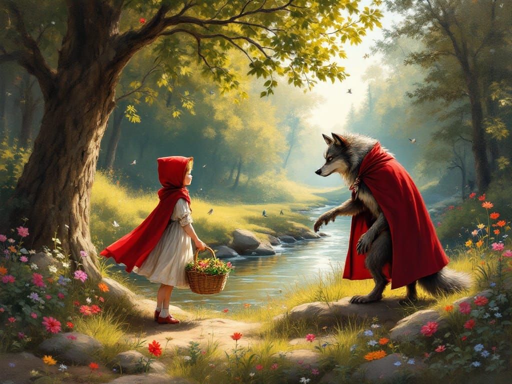 Little Red Riding Hood Meets the Big Bad Wolf in a Sunny For...