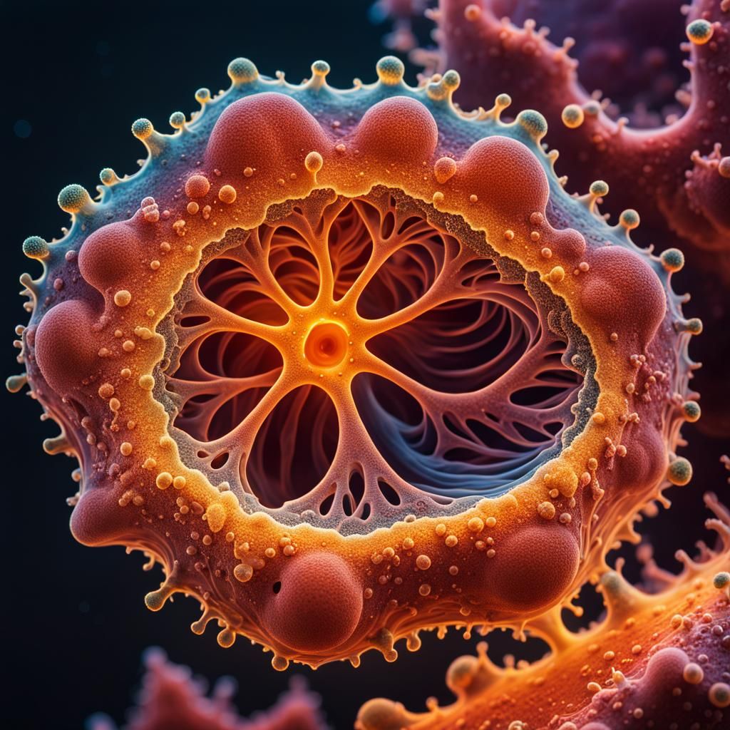 Amoeba Proteus: Microscopic Splash Art in Warm Colors