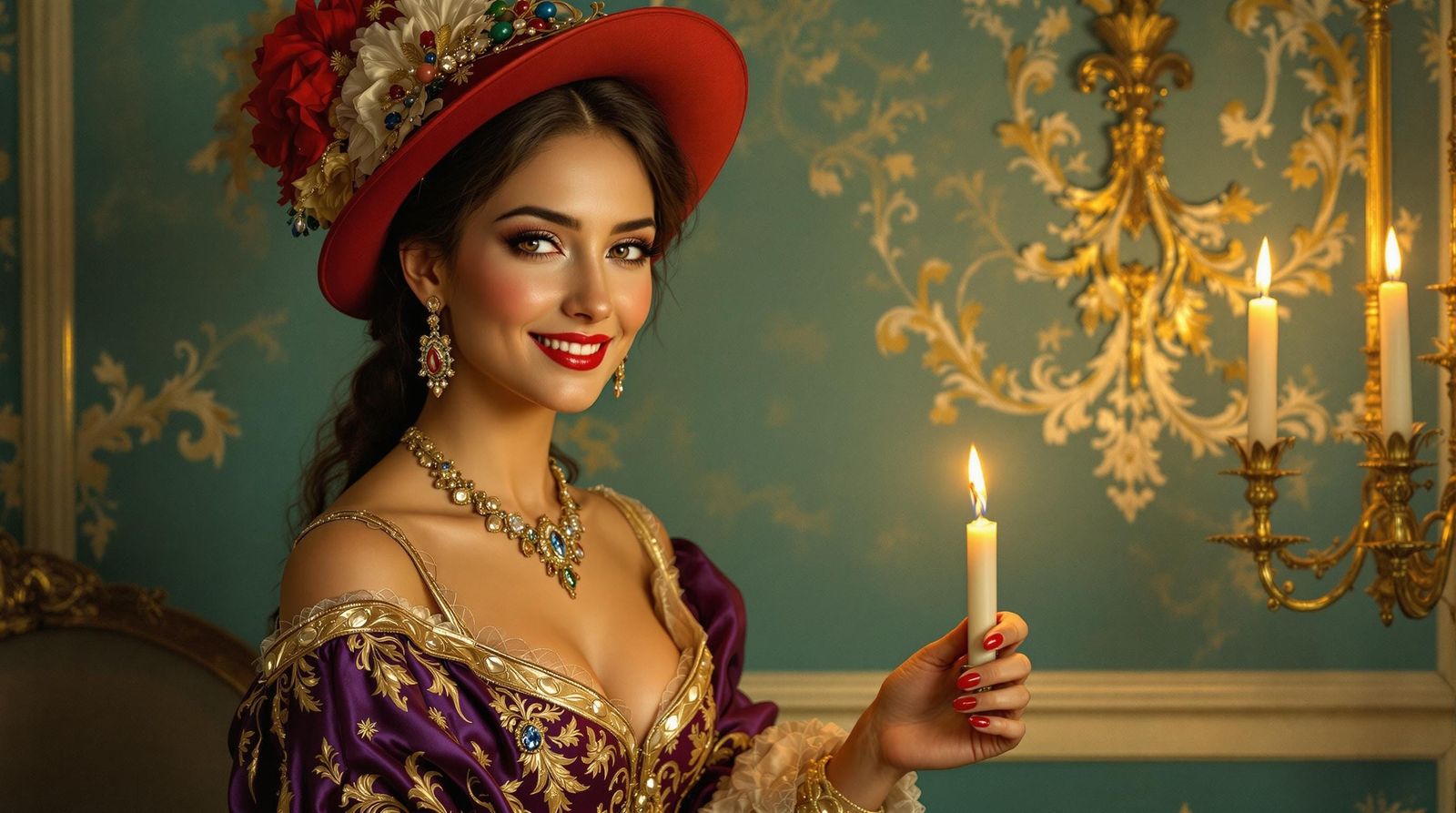 Chilean Woman Portrait in Rococo Style