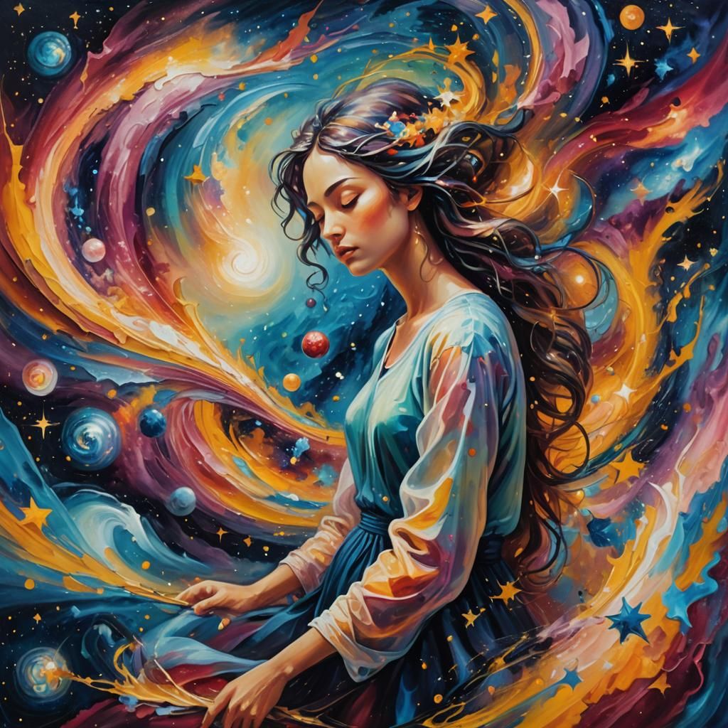 Dreaming Figure in Surrealist Oil Painting