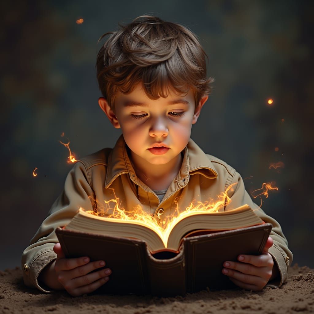 Boy Reading Fantasy Book