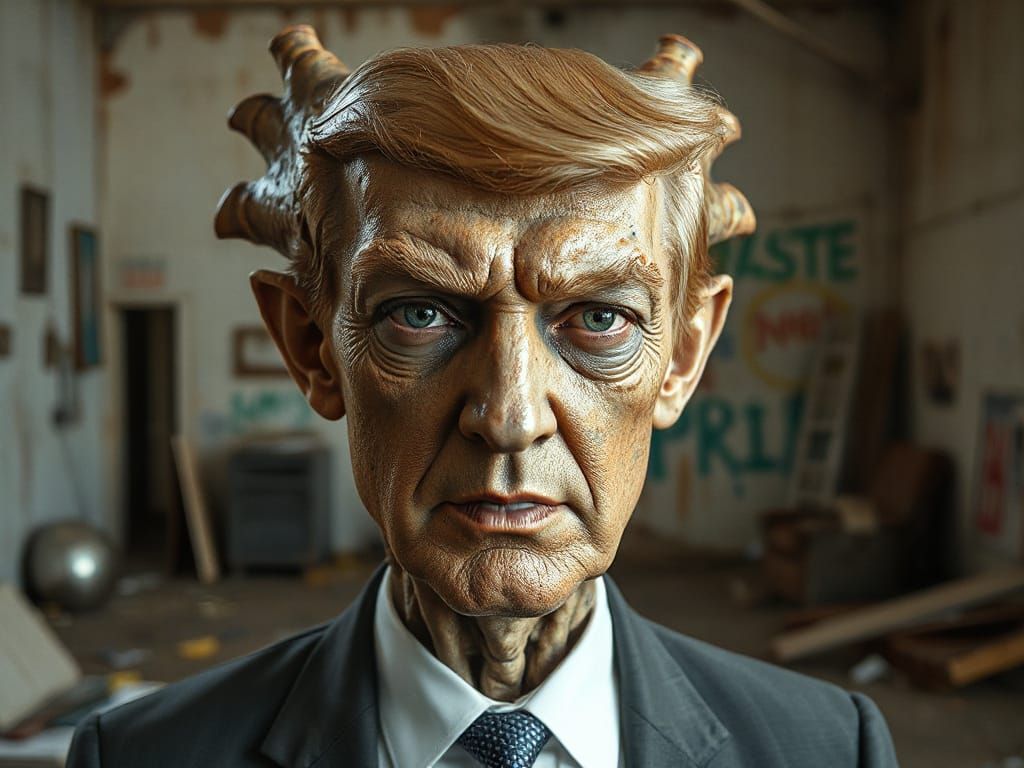 Humorous Alien Portrait Resembling Trump in Sci-Fi Style