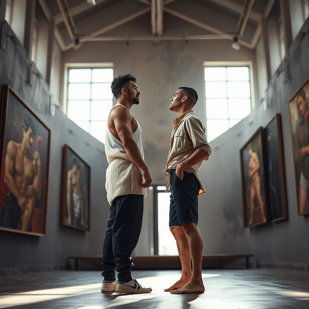 Intimate Encounter in a Brutalist Museum