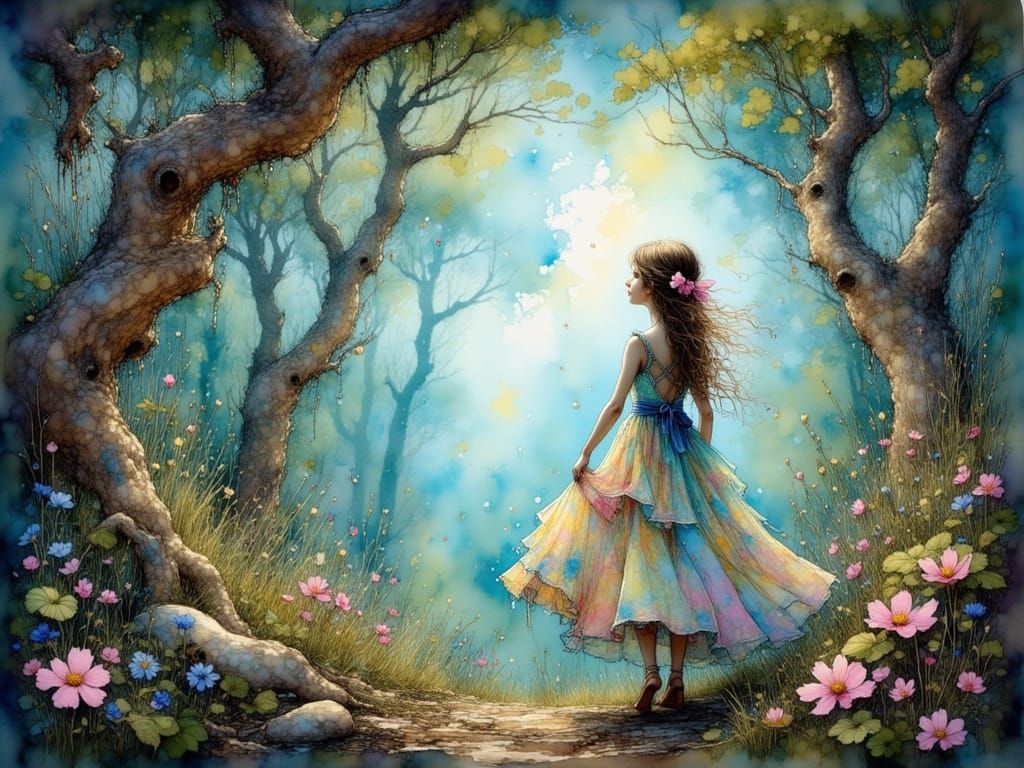 Enchanted Fairyland Maiden in Whimsical Gown