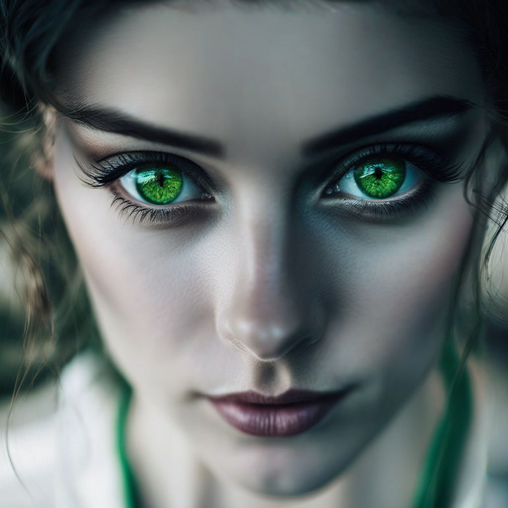 Stunning Girl with Green Eyes, Chiaroscuro Portrait