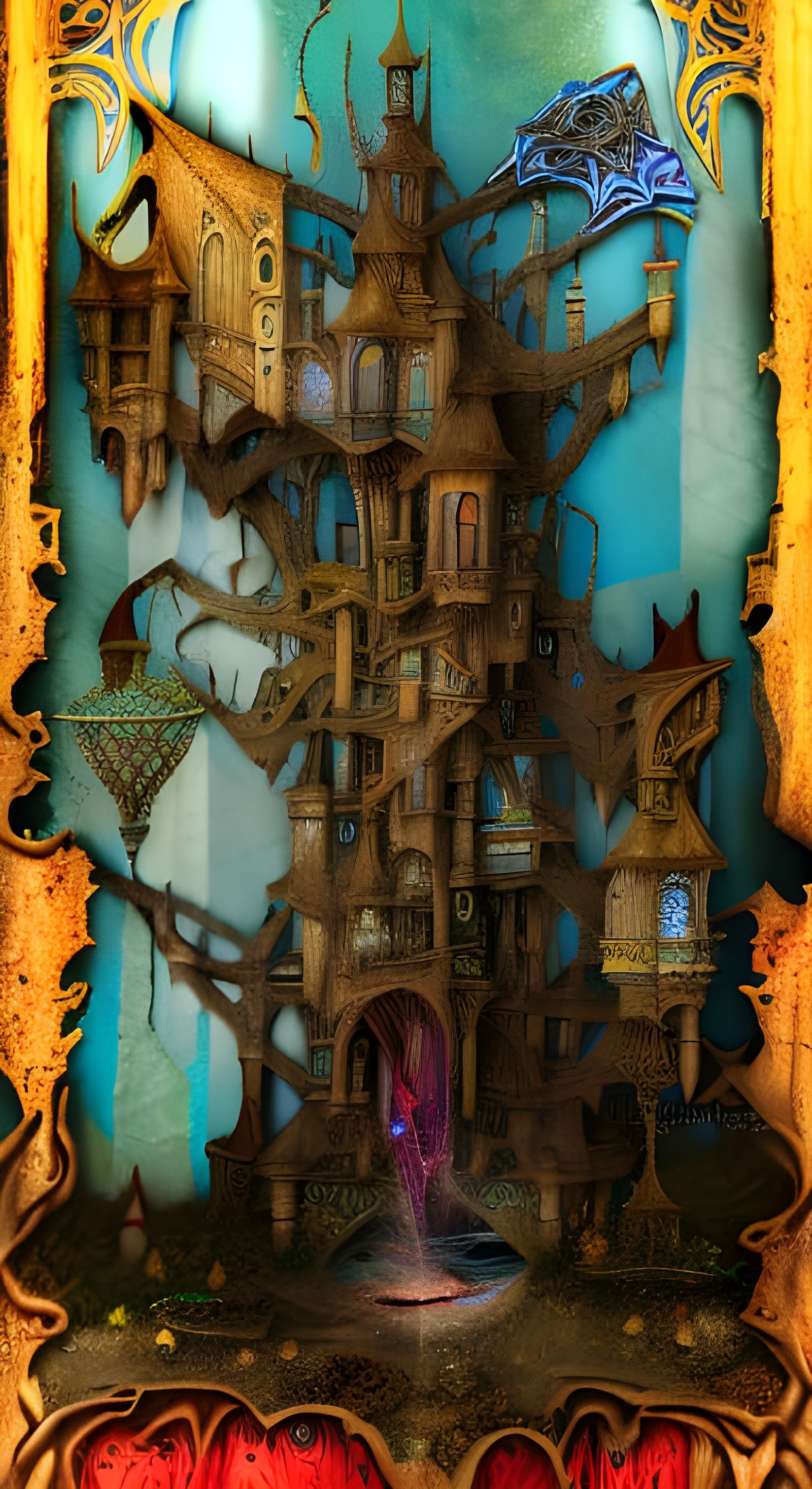 Magical Wizard Illustration in Art Nouveau Style