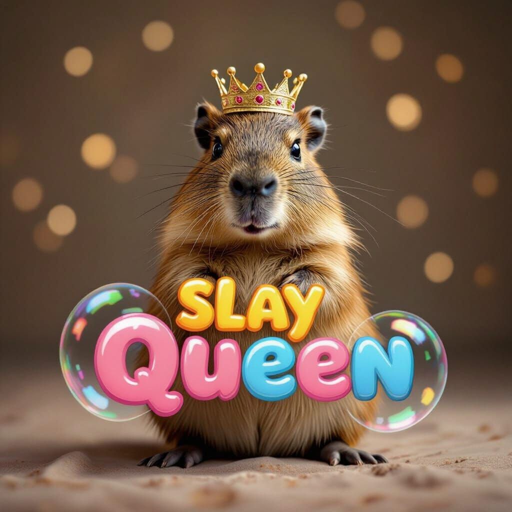 Photorealistic Baby Capybara in Crown, Cinematic Studio Ligh...