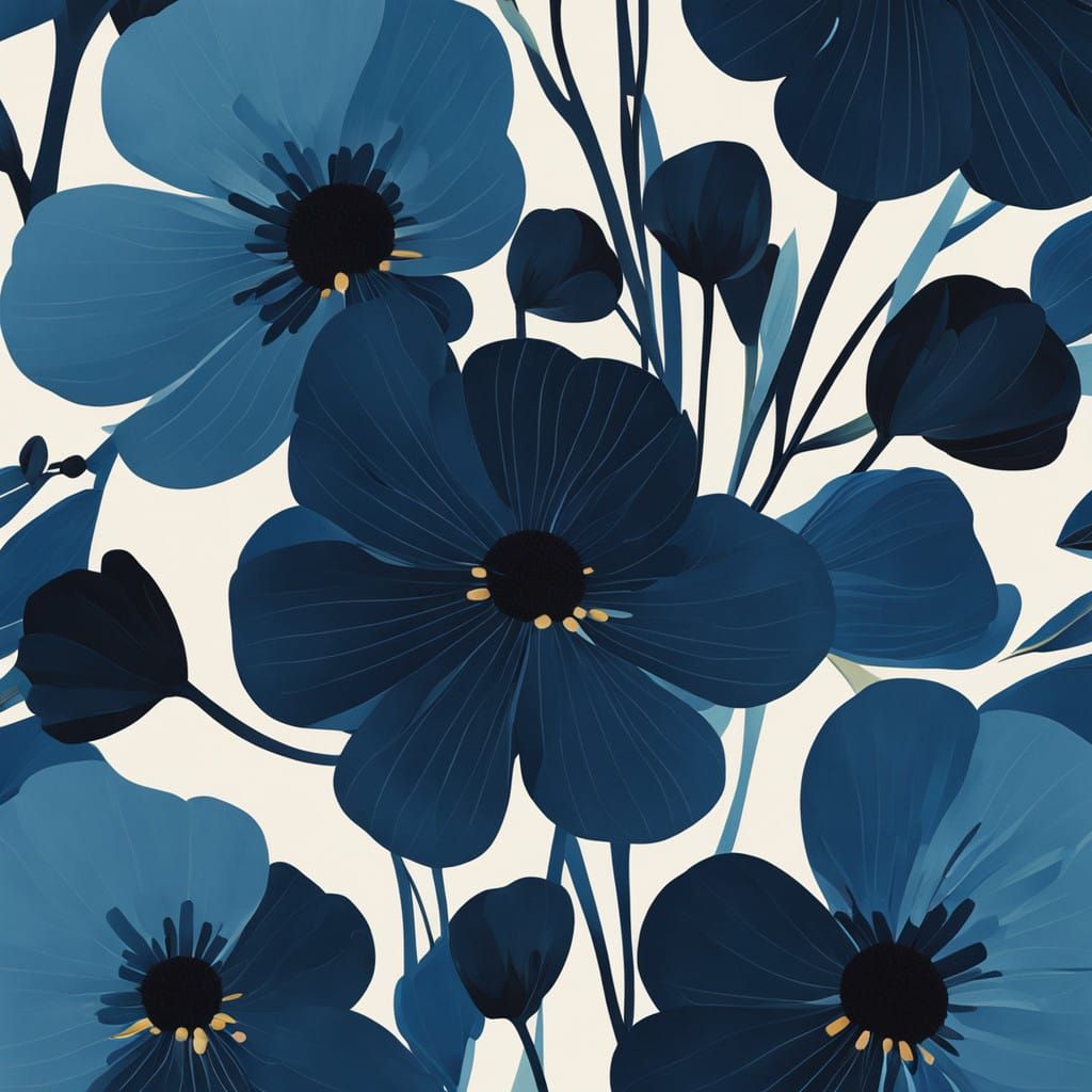 Deep Blue Abstract Wildflower Close-Up