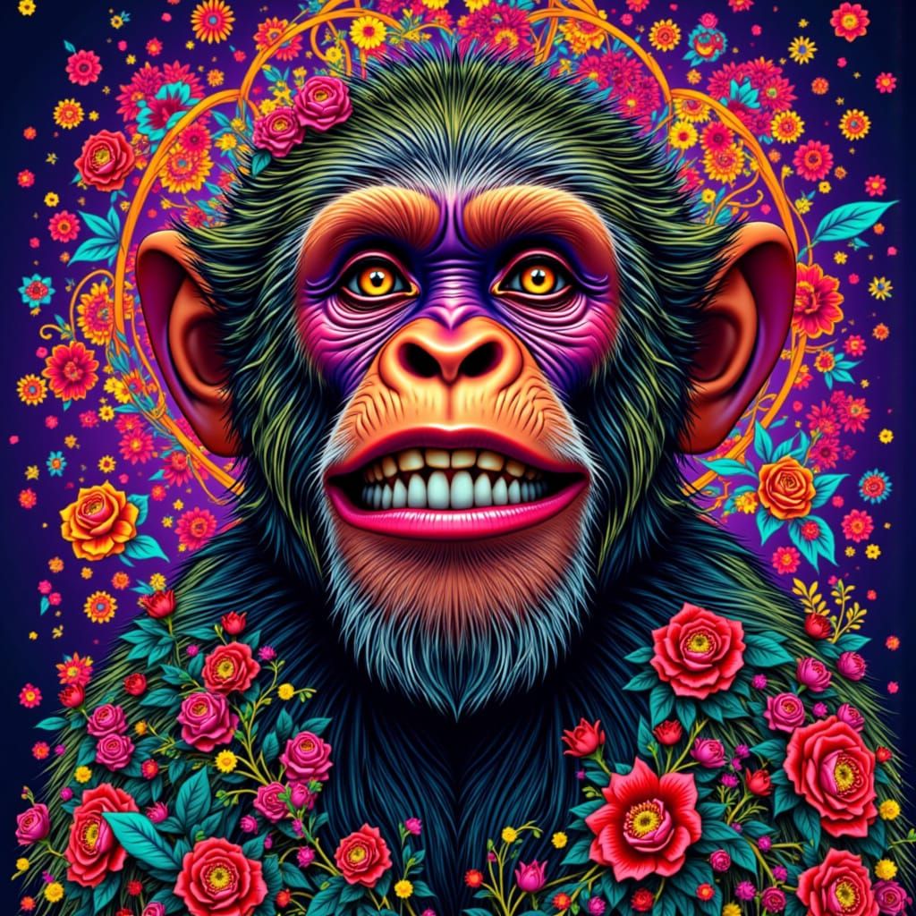 Psychedelic Pop Art Monkey Illustration