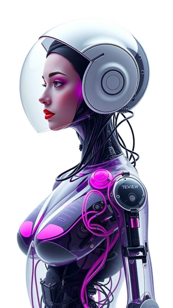 Futuristic Female Robot Exposed in Cyberpunk Style