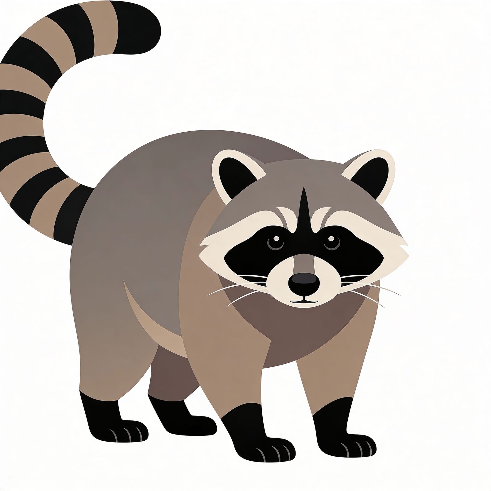 Clean Vector Raccoon Illustration in Flat Design Style