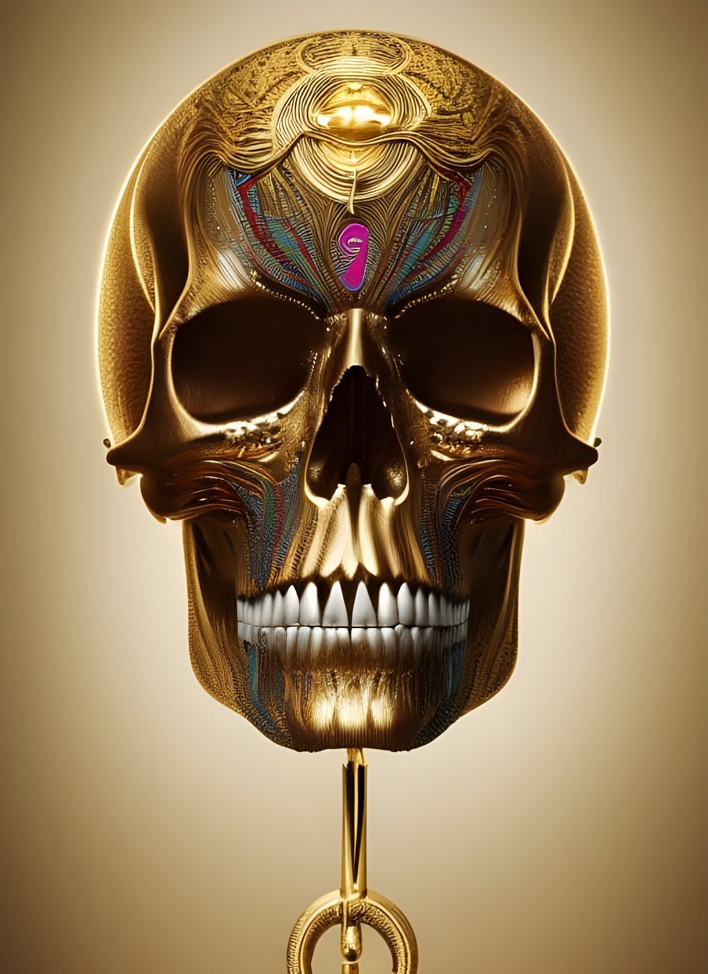 Golden Skull Portrait in Hyperrealistic Style