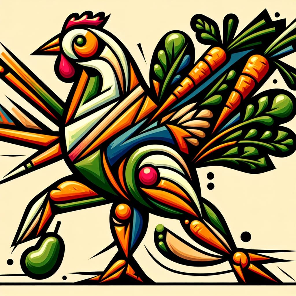 Cubist Roasted Chicken and Carrots Dancing