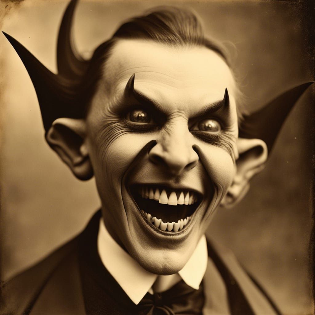 Vintage 1920s Vampire Portrait in Black and White