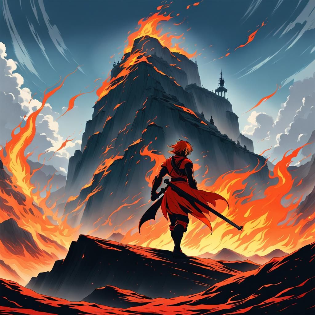 Tanjiro's Fiery Breath on Misty Mountain, Anime Style