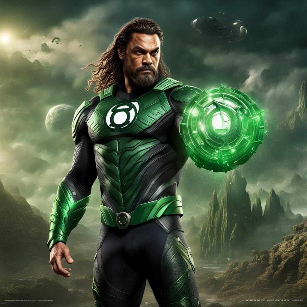 Jason Momoa as Green Lantern: Hyperrealistic Full Body