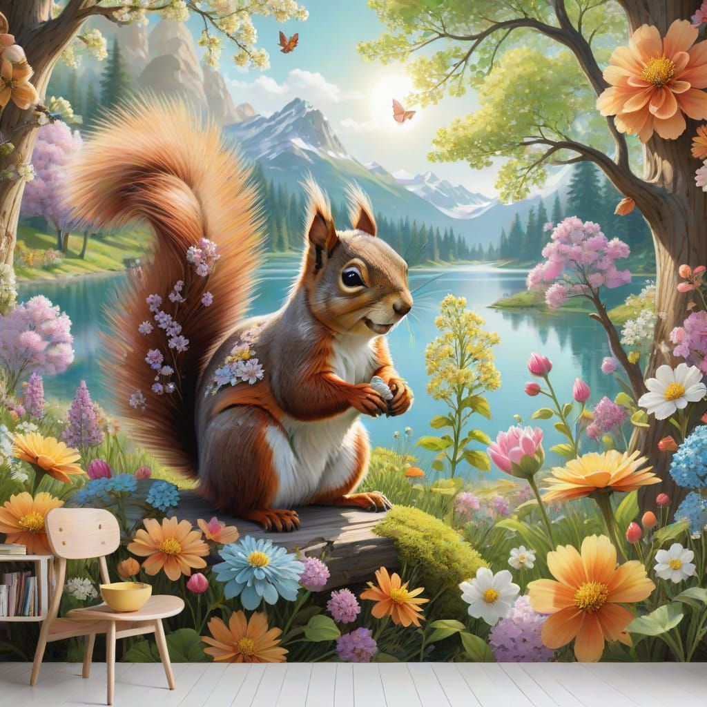 Vibrant Floral Whimsy in Sunny Woodland