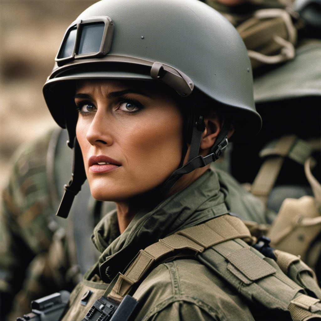 Hyperrealistic Portrait of a Bald Soldier