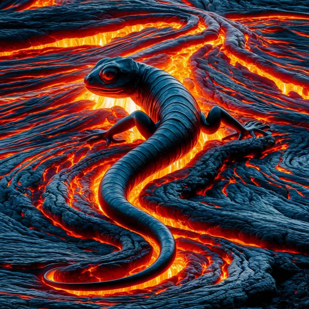 Molten Lava Salamander in Vibrant, High-Contrast HDR