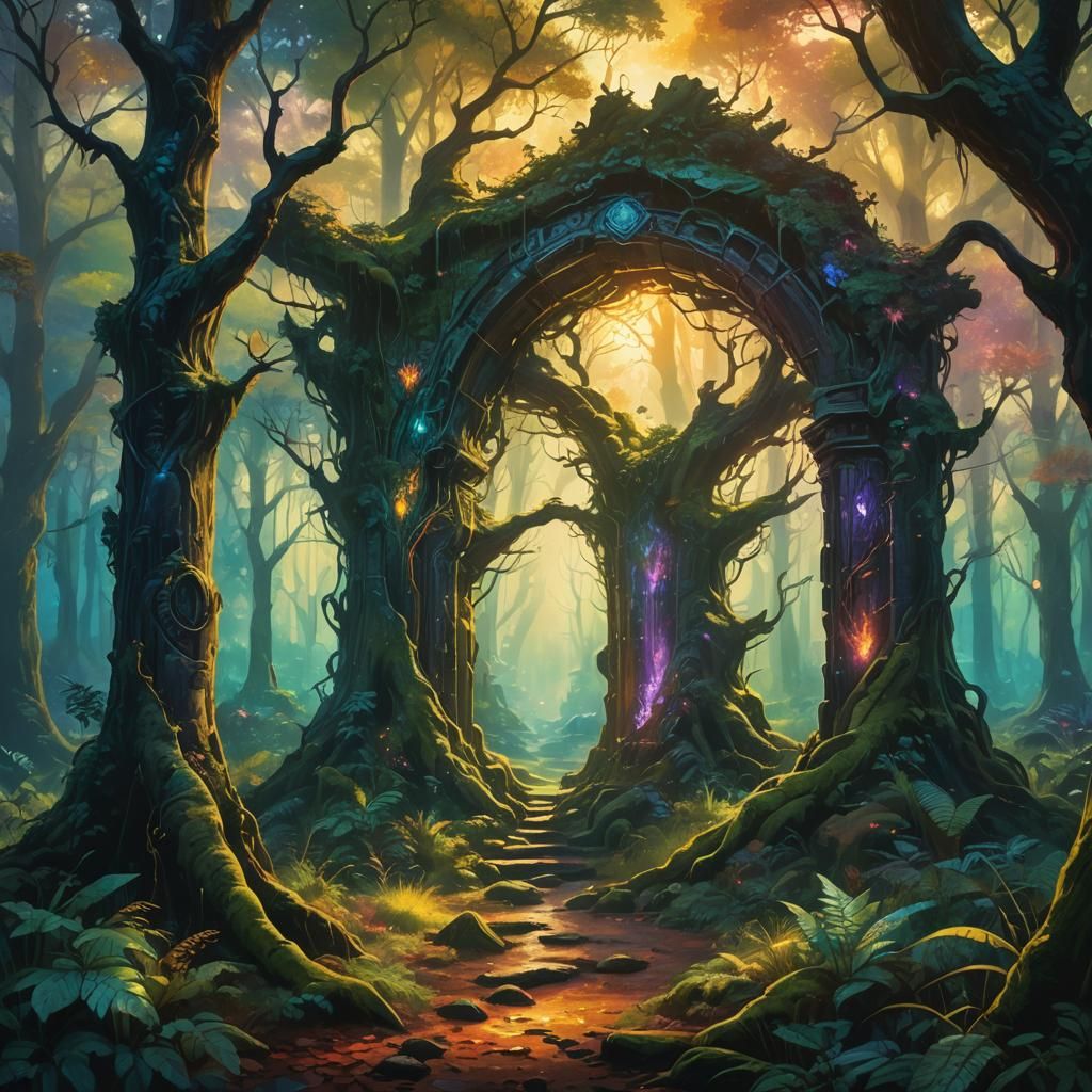 Mystical Forest Portal in a Primeval Landscape