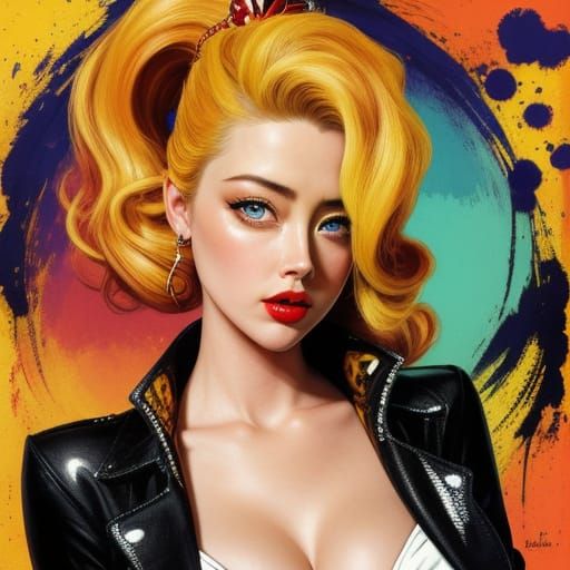 Pinup Princess in Vibrant Abstract Art