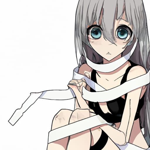 Girl Mummified in Duct Tape: Anime Art Style
