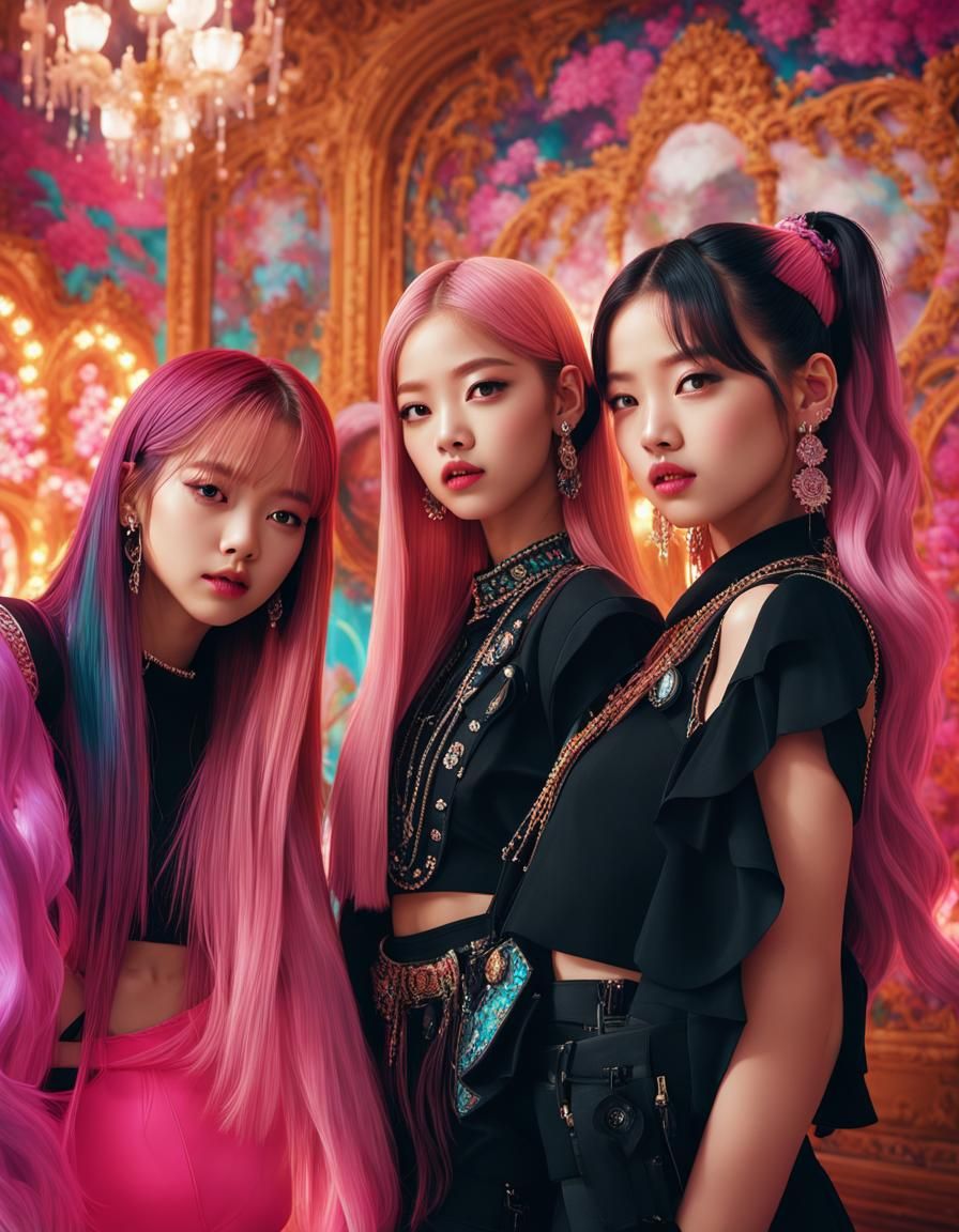 Blackpink Members Portrait in Detailed Digital Art