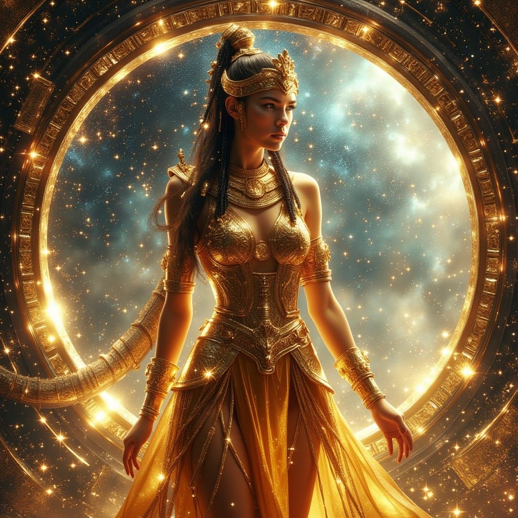 Futuristic Egyptian Priestess in Sci-Fi Style