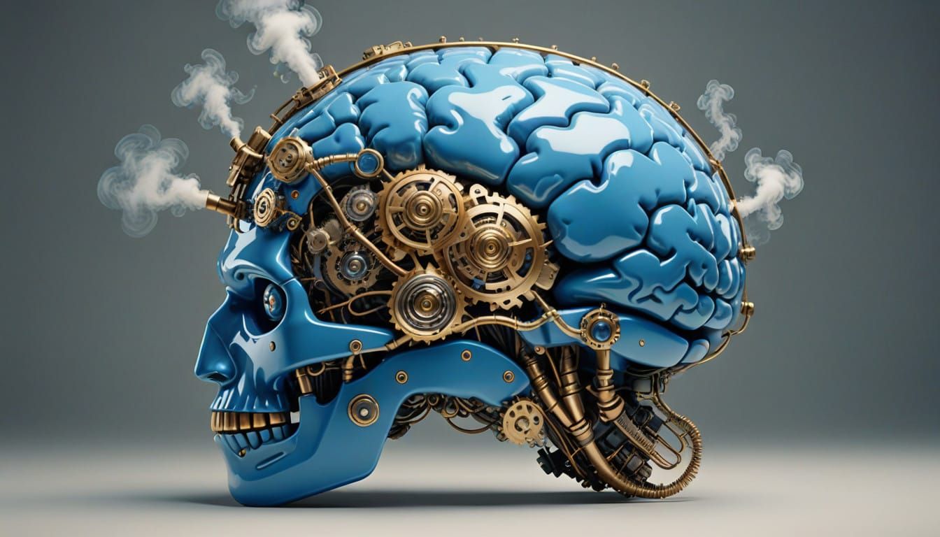 A Steam-Powered Brain in Elegant Blue-Golden Tiger Heels