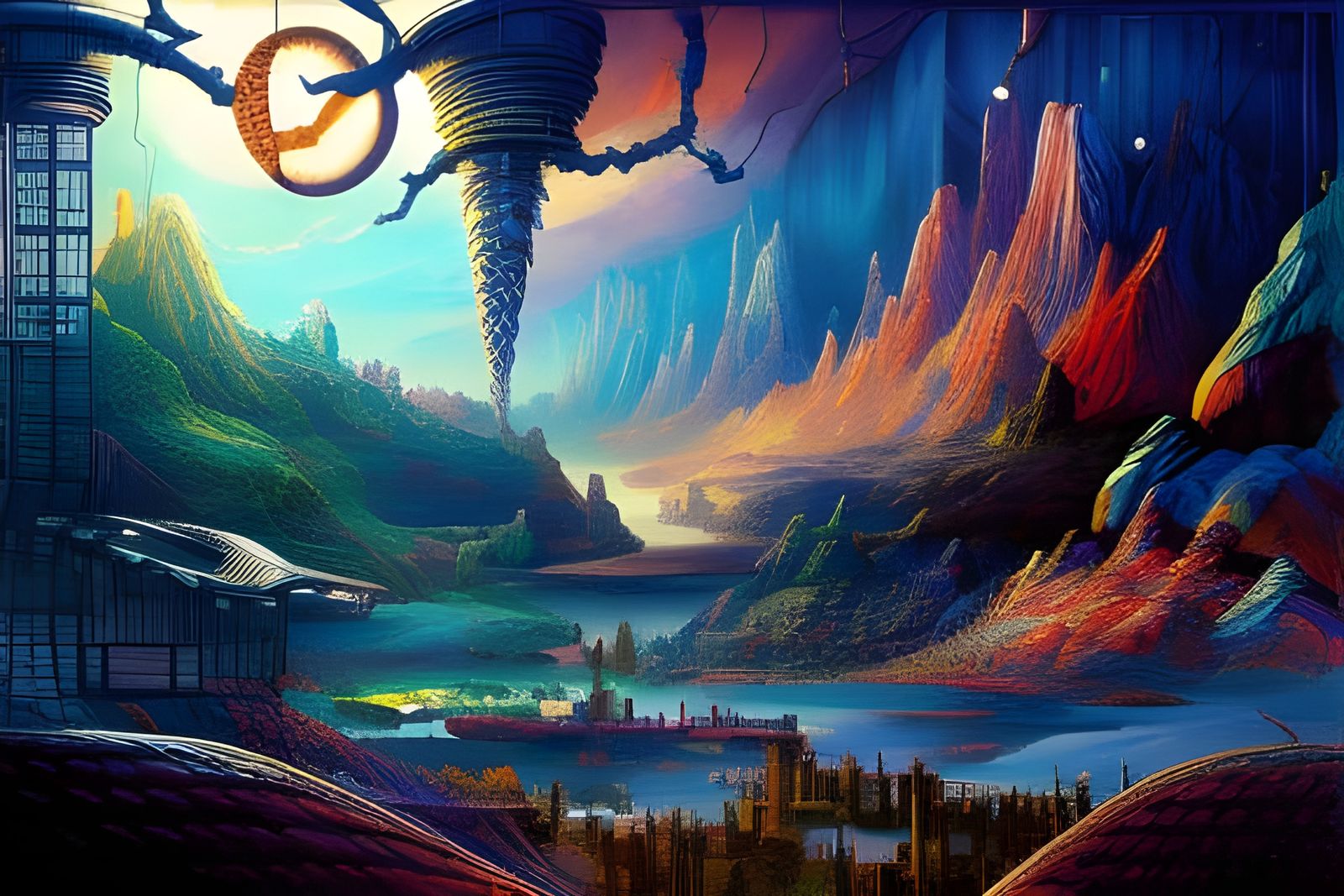 Neural Network Construction: Digital Art in Triadic Colors