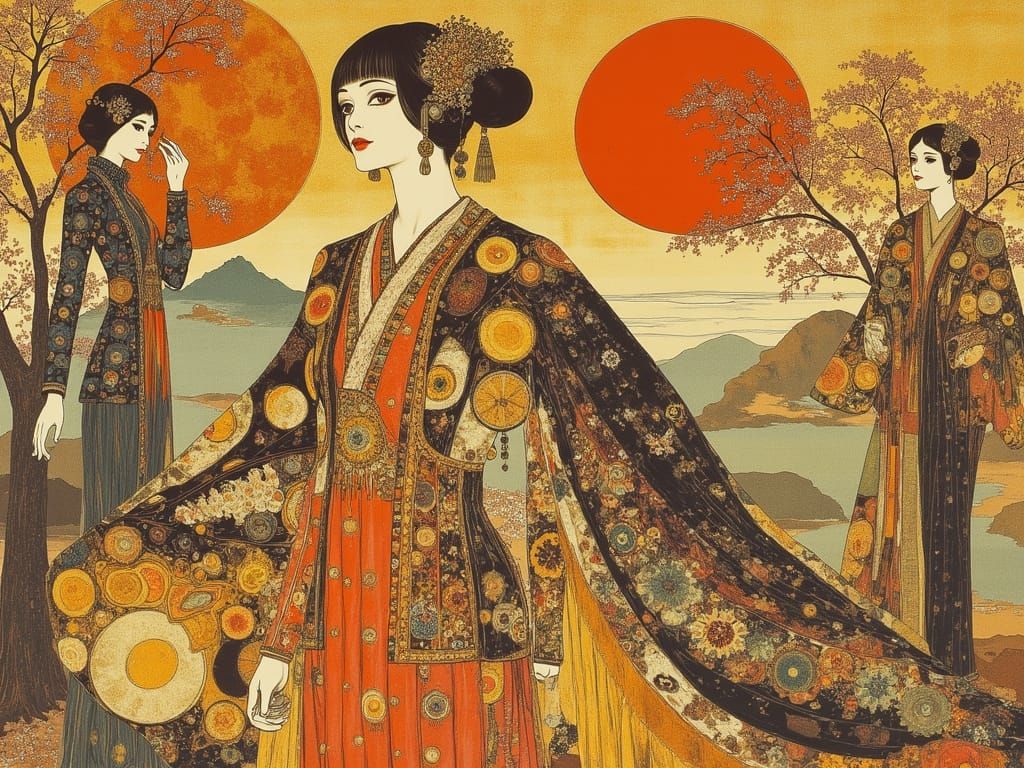 Mythical Peacock in Shan Shui Painting Style