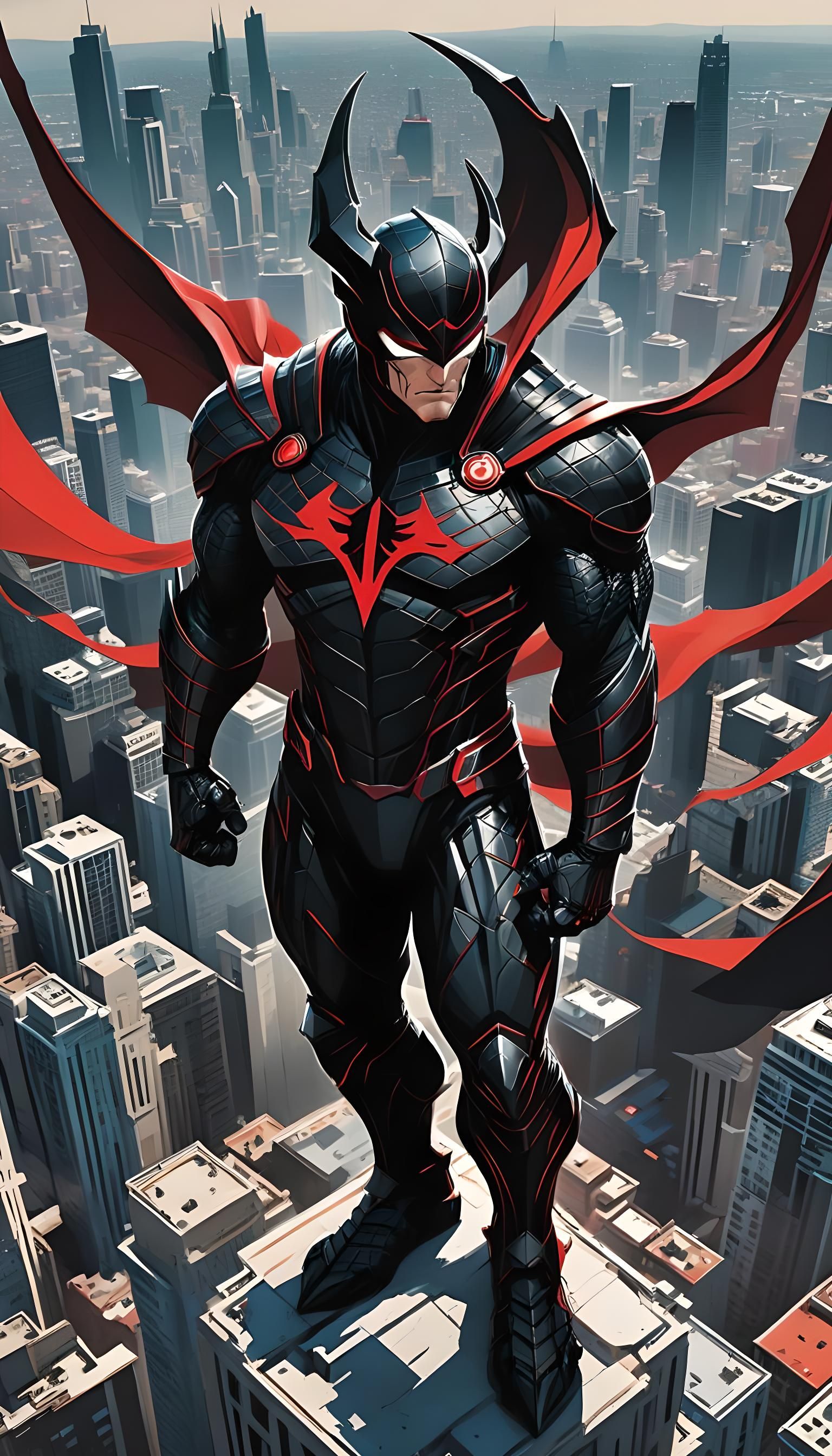 Dragon Armor Superhero Triumph in Comic Book Style