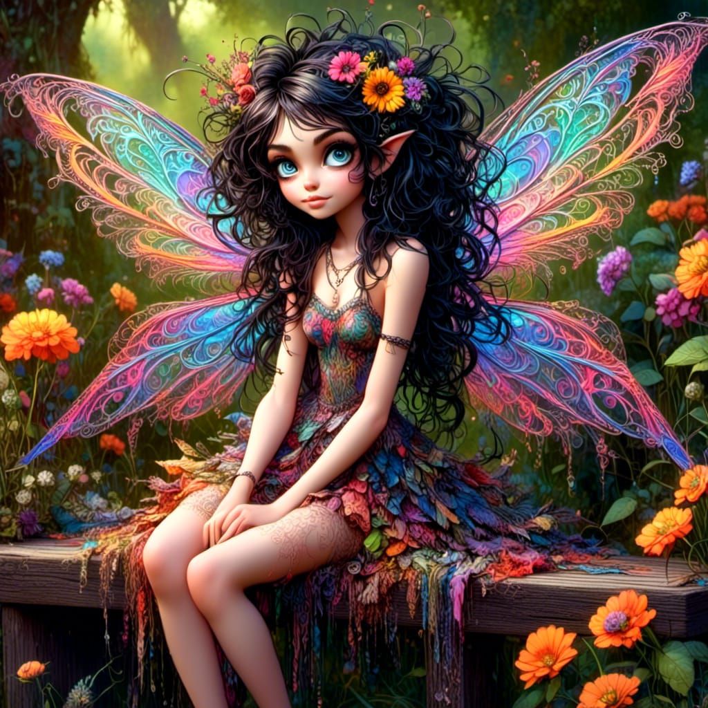 Whimsical Fairy on Sunny Day as Digital Painting