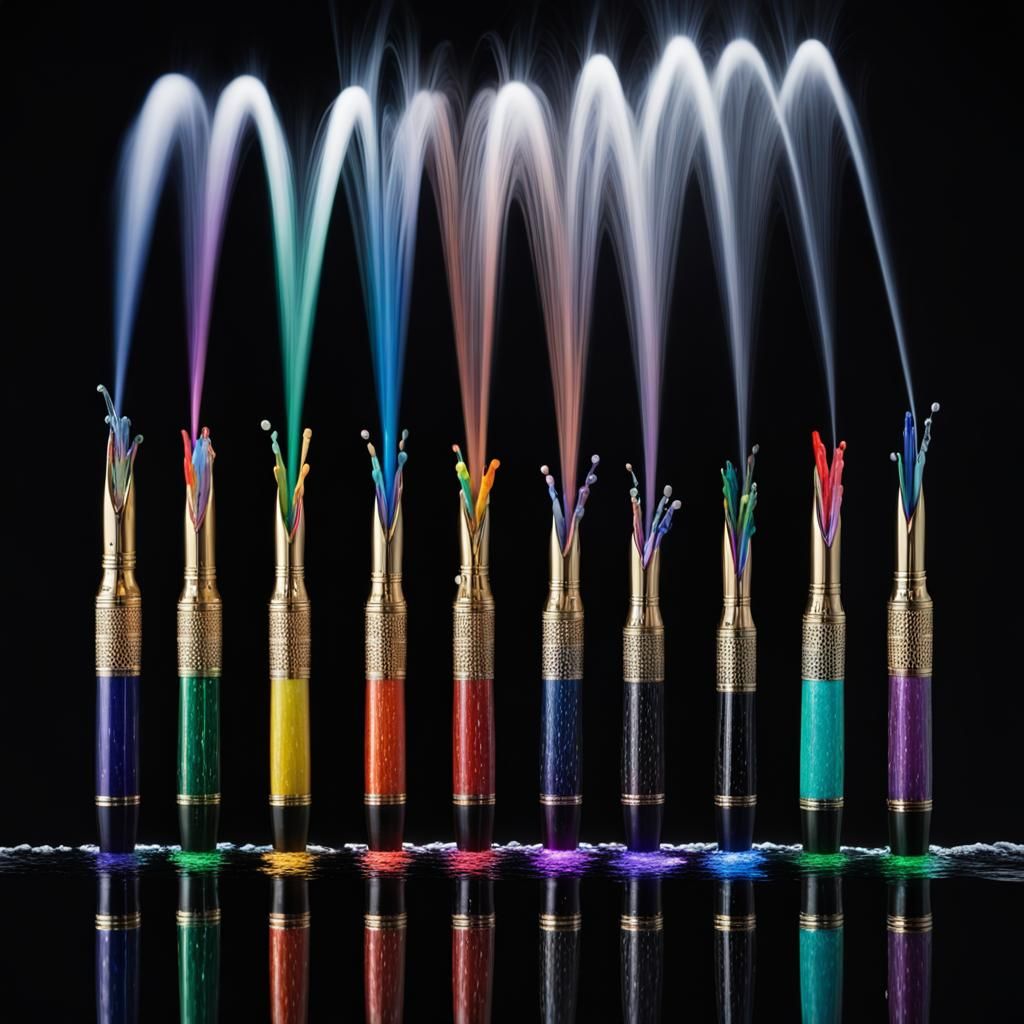 Sculpted Fountain Pen Water Feature with Rainbow Lights