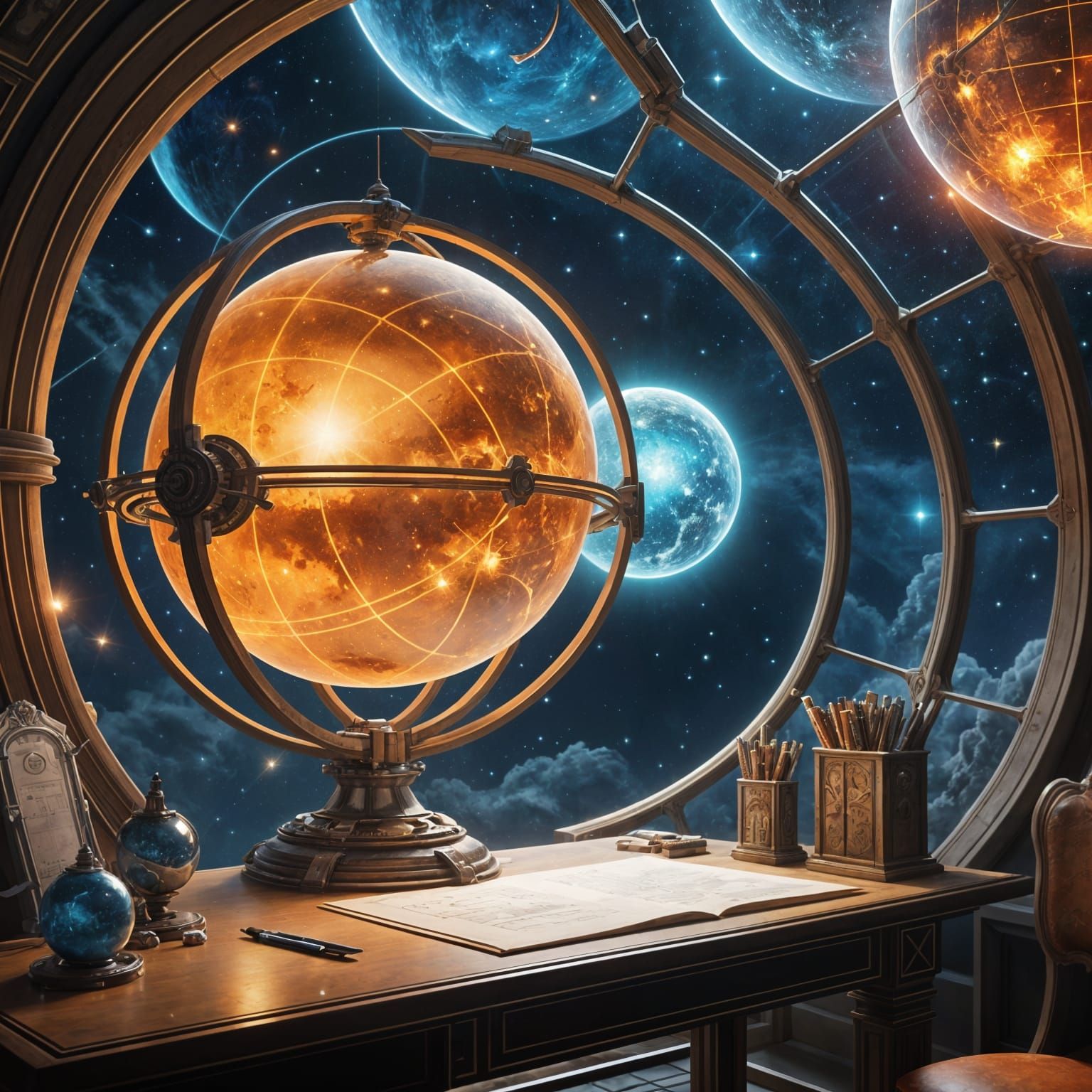 Celestial Architect Designs Dyson Sphere in Nebula, Masterpi...