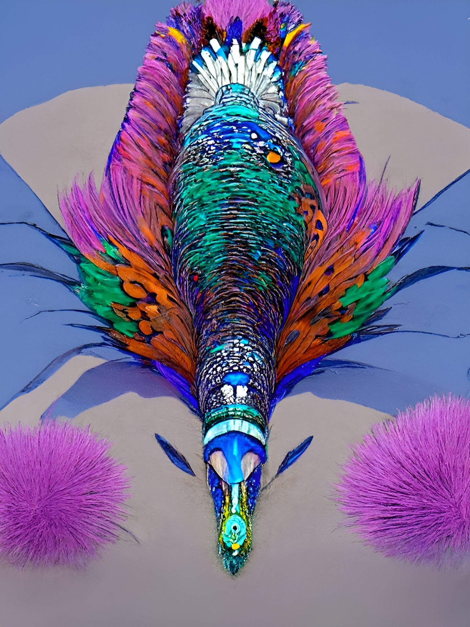 Celestial Peacock: Surreal Dreamy Digital Illustration