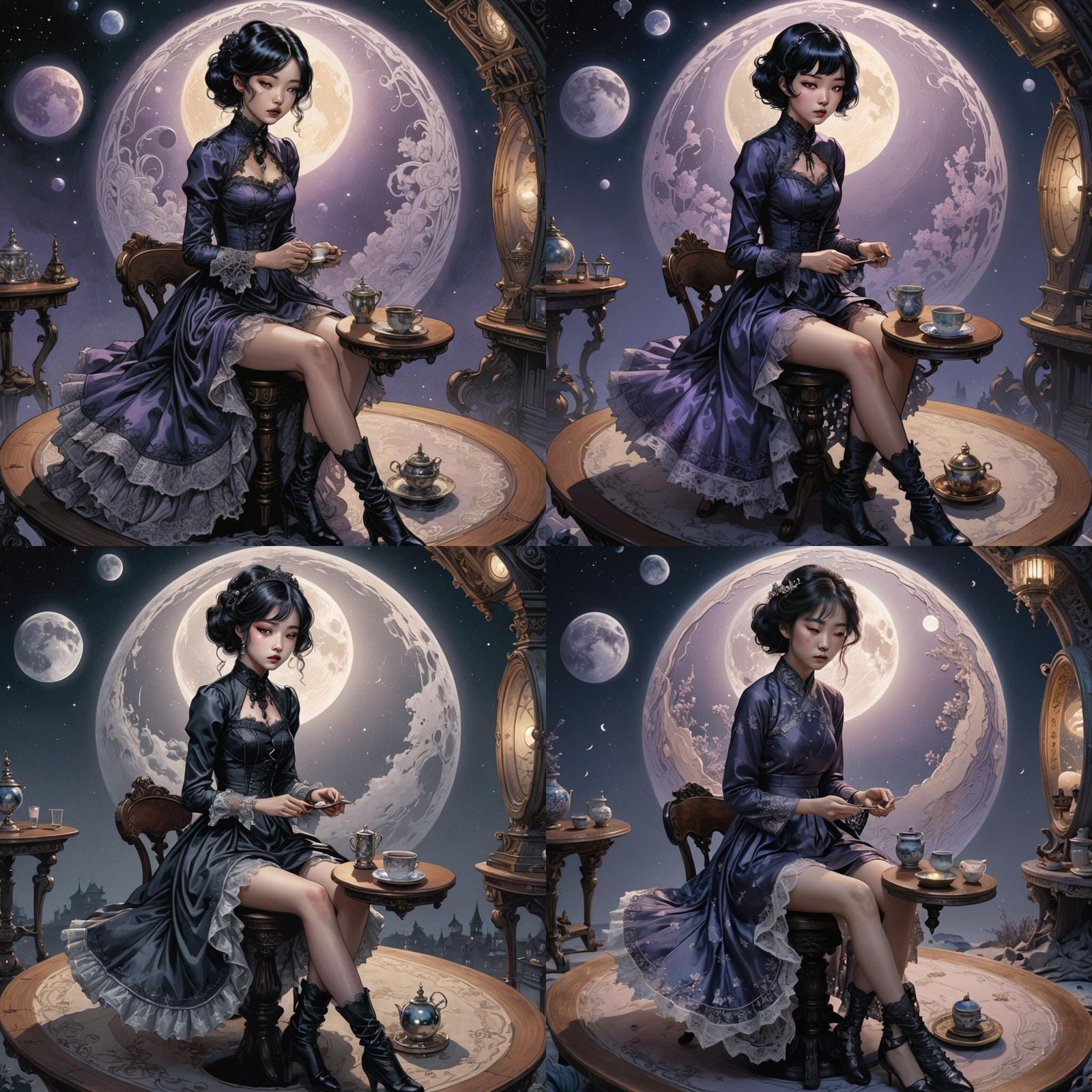 Gothic Woman on Tiny Planet, Comic Book Art