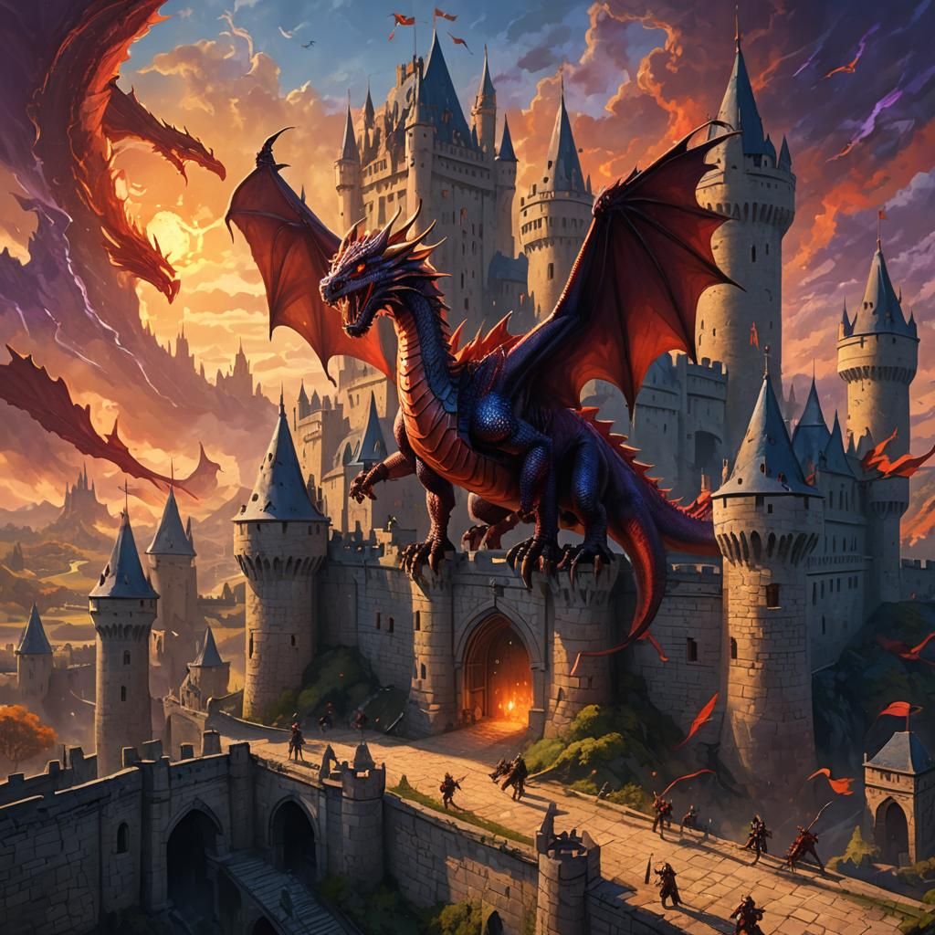Red Dragon Siege: Epic Fantasy Concept Art